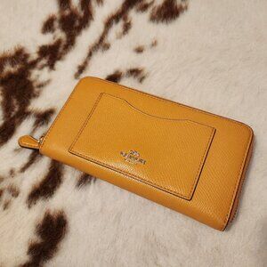 Orange Leather Coach Zipper Wallet